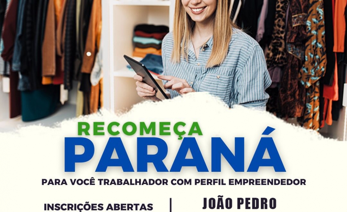 Guaporema adere ao Programa Recomeça Paraná, a oferta é de 5 vagas para cursos de estímulo ao empreendedorismo com bolsa de R$900,00.